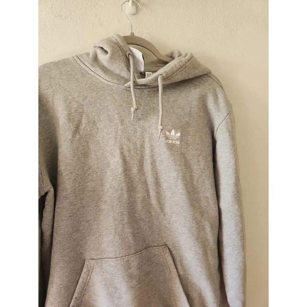 Adidas Gray Pullover Hoodie Logo Drawstring Pockets Medium Men's M